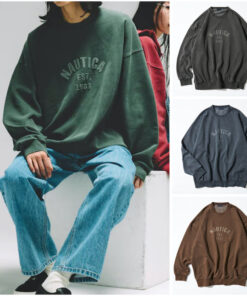 預購 | NAUTICA JP Pigment Dyed Felt Patch Arch Logo Crewneck 仿舊衛衣