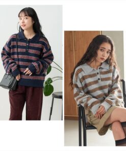 預購 | FREAK'S STORE 條紋針織 POLO領 毛絨感